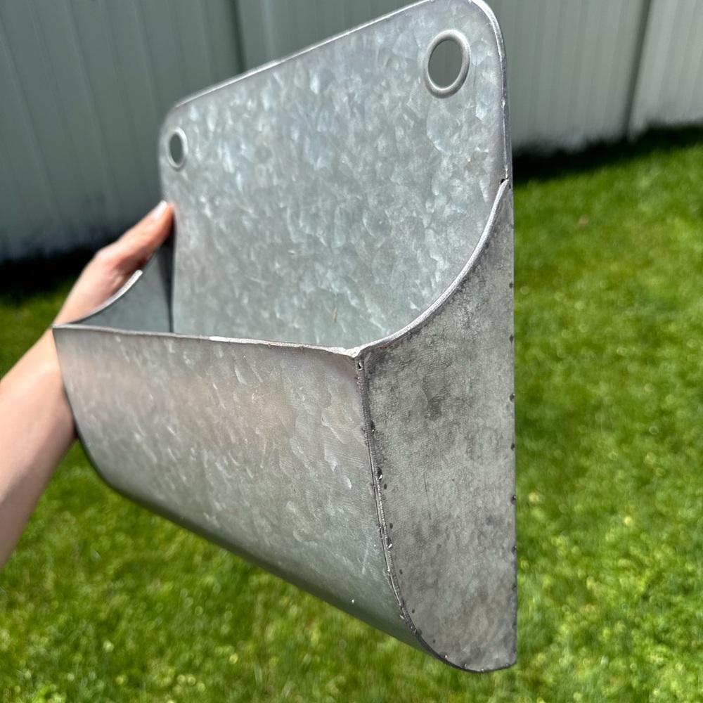 Galvanized Metal Wall Pocket Organizer